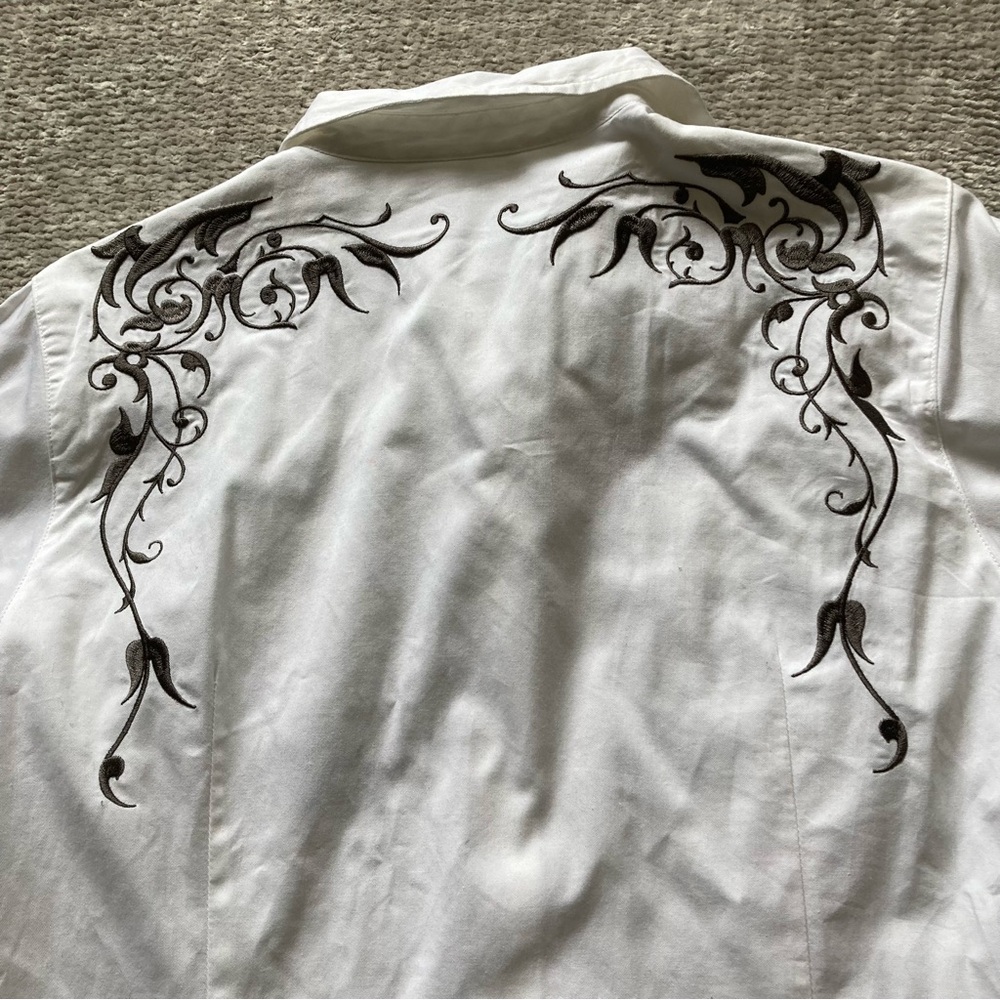 Women’s Vintage Roper Embroidered Western Pearl Snap Button Down Rodeo Neutral M - Picture 5 of 9